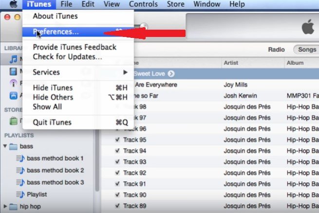 Wählen Sie in iTunes die Einstellungen