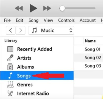 Wählen Sie Songs auf der iTunes-Bibliotheksseite aus