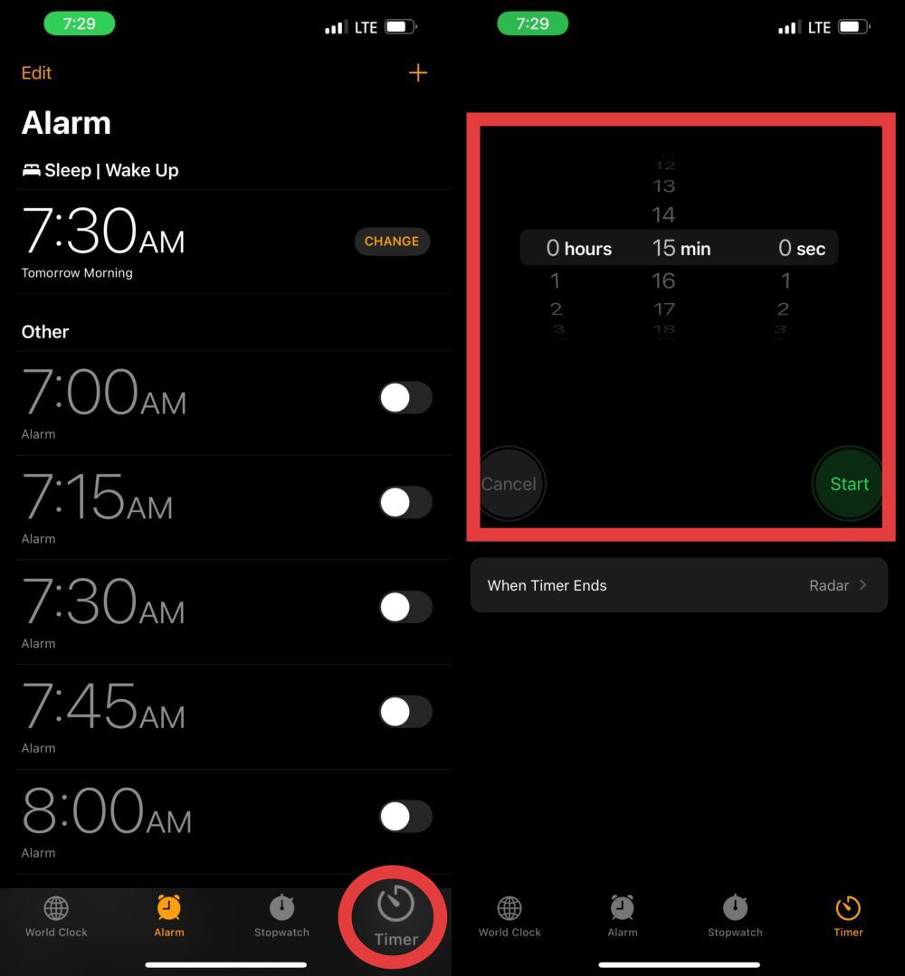 Set A Timer iPhone