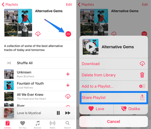 Compartilhe listas de reprodução no Apple Music