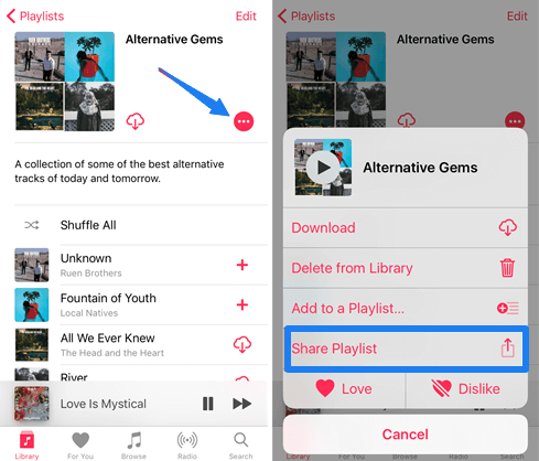 Поделиться историей прослушивания Apple Music