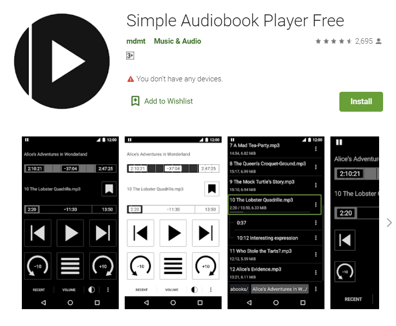 Riproduci audiolibri iTunes M4B su Android utilizzando Simple Audiobook Player