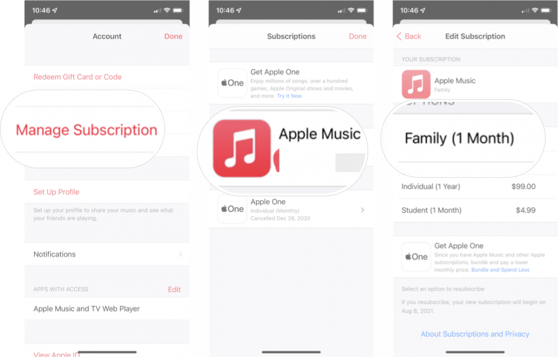 Mudar do Plano Individual para Família Apple Music