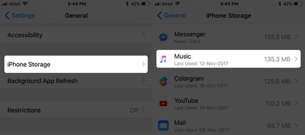 Zaznacz opcję Muzyka w pamięci iPhone'a