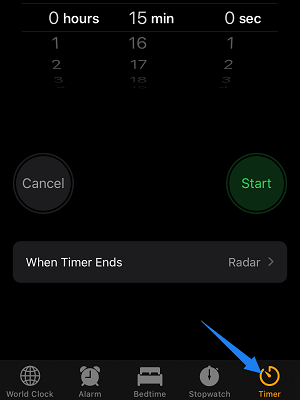  Click on Timer and Set Time