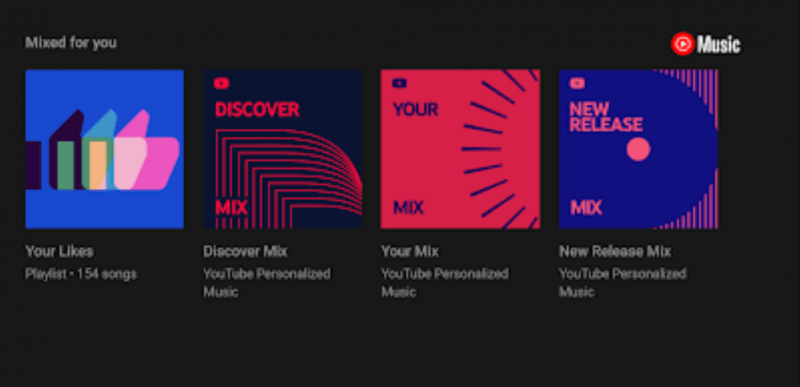 Votre section Mix dans Youtube Music