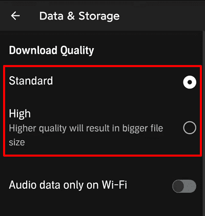 Wijzig de downloadkwaliteit om het probleem met de hoorbare downloadmanager niet te verhelpen