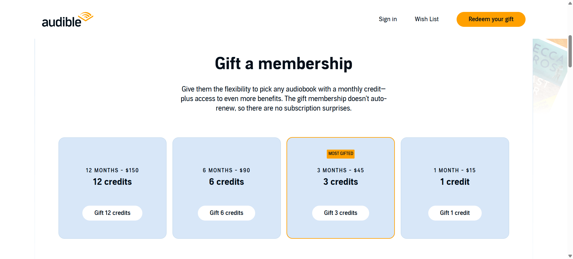 Audible Gift Memberships
