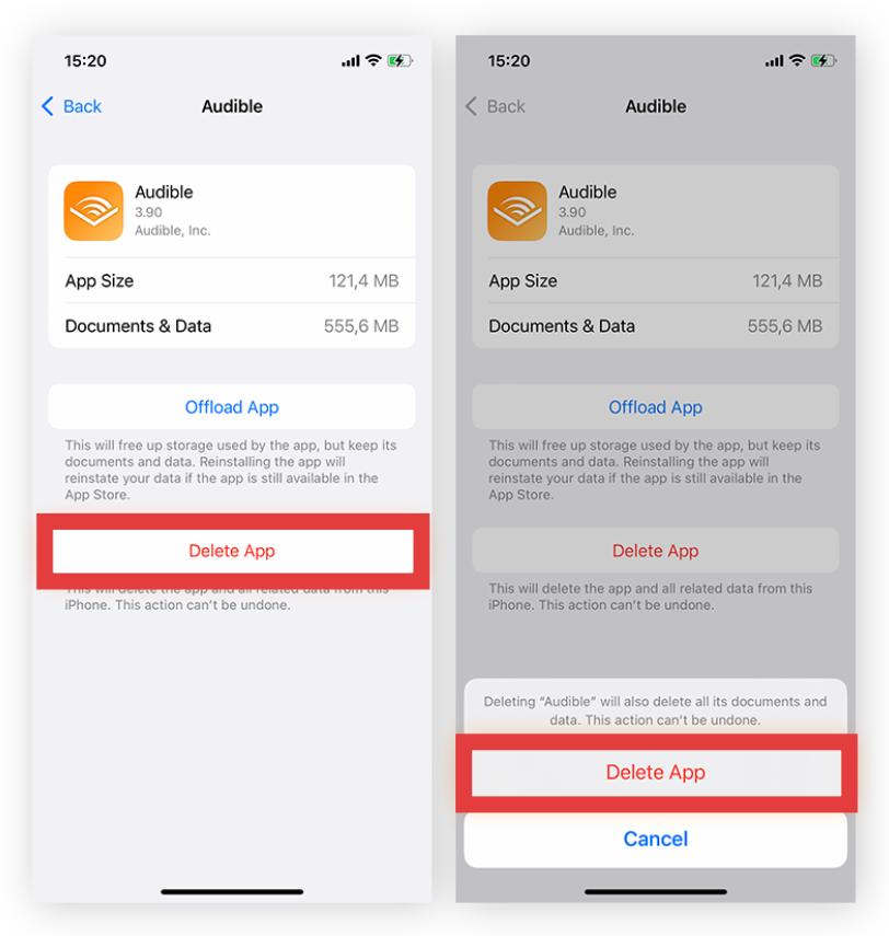 Réinstaller l'application Audible