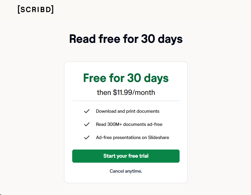 Scribd Premium Prcing