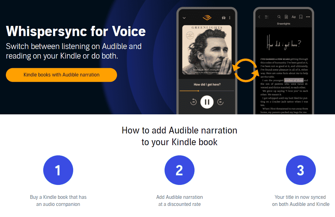 Audible Whispersync Kindle