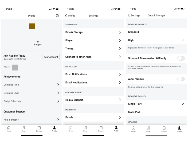 Check Audible Download Settings