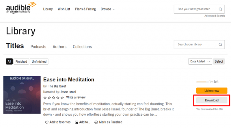 Downloading Audiobooks from Audible