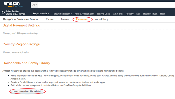 Compartilhe livros audíveis via Amazon Household Sharing