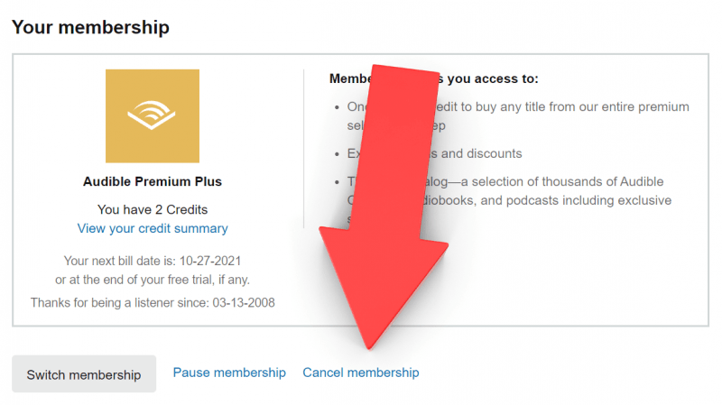 Anuluj członkostwo w Audible Books