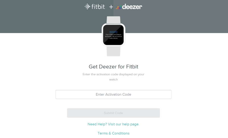 Enter Active Code on Fitbit Deezer Activate Page