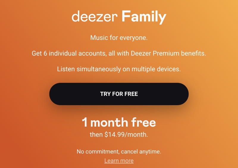 Deezer Family Plan으로 Deezer 노래 즐기기