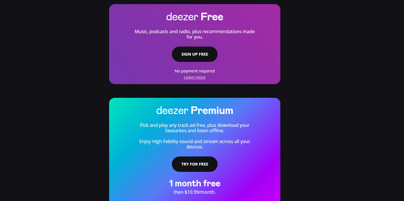 Kostenlose Deezer-Testversion