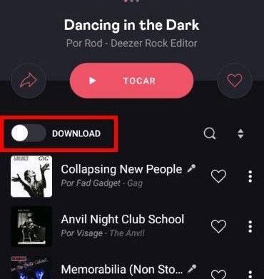 Haga clic en el botón de descarga para descargar música de Deezer