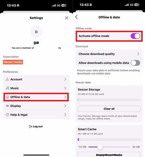 Use Deezer Music Offline Mode