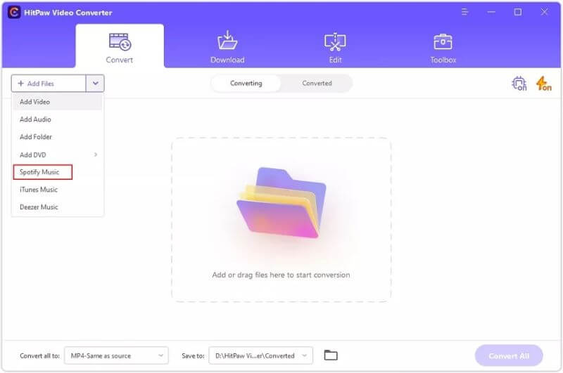 ヒットポー Spotify Music Converter インタフェース