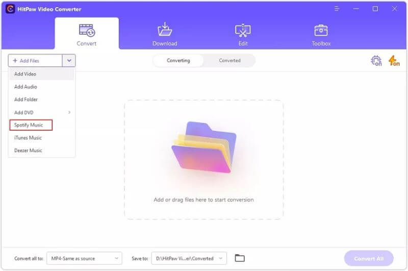 Hitpaw Spotify Music Converter Interface