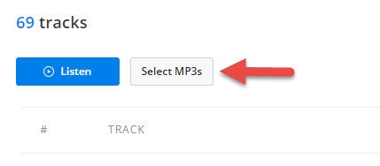 ダウンロードしたいMP3でトラックをアップロードする
