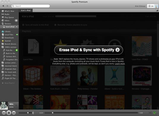 Effacer l'iPod et synchroniser avec Spotify