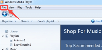 Click File Button on Windows Media to Add Tracks