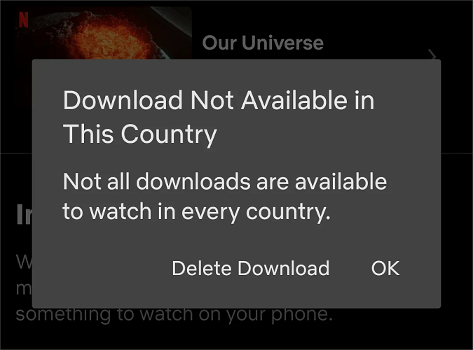 Предупреждение о годовом лимите загрузок Netflix