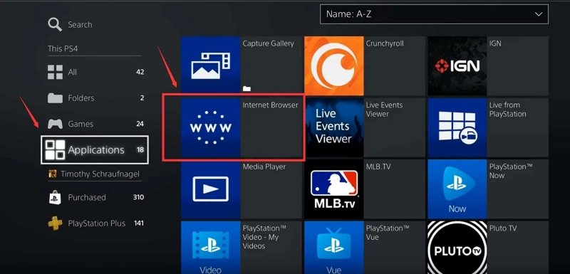 Launch The Internet Browser on PS4