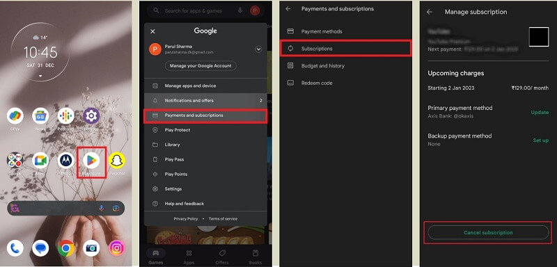 Annulla Pandora su Android