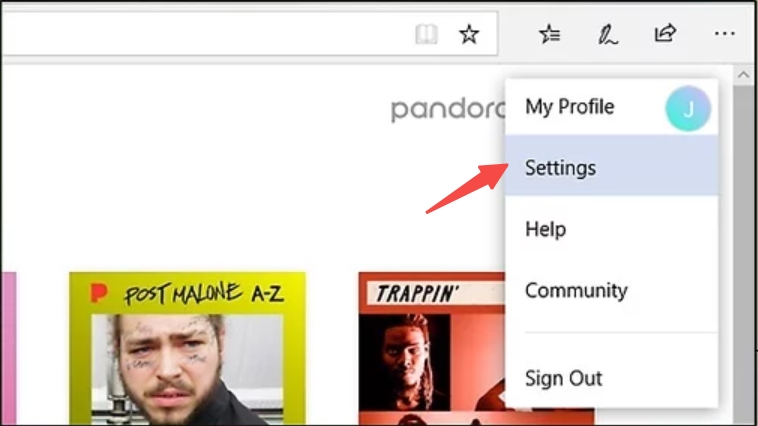 Clique nas configurações da conta Pandora para cancelar o Pandora Plus