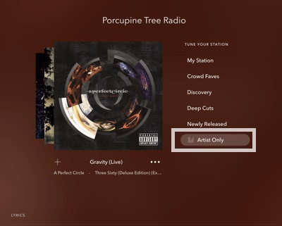 Utilizzo della modalità Pandora solo per artisti