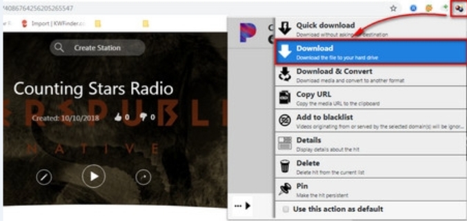 Download muziek van Pandora met Video DownloadHelper