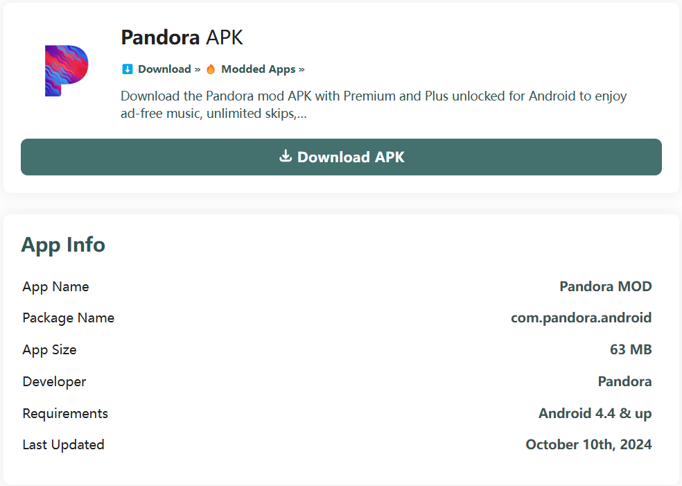 Install Pandora Mod APK