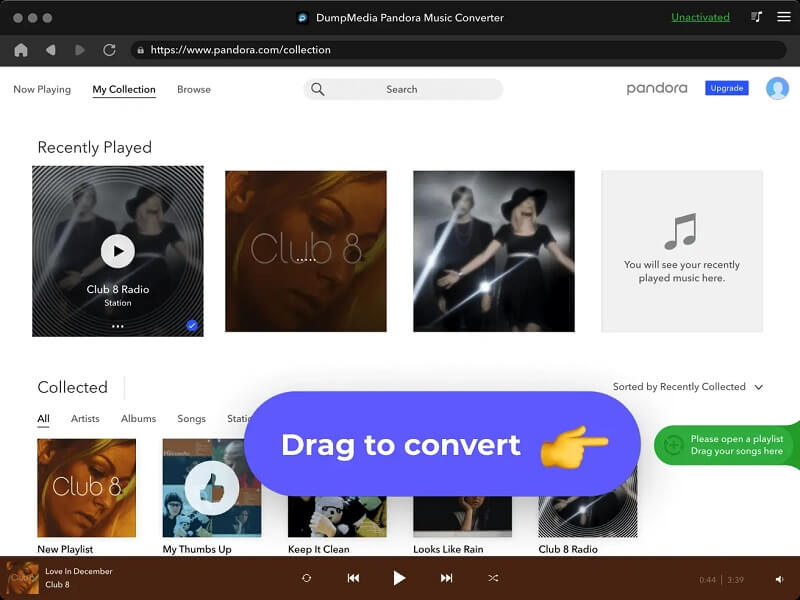 Arraste a música Pandora para converter