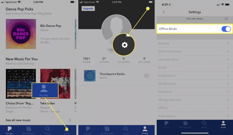 Ative o modo Pandora Offline no celular