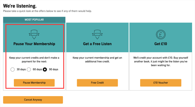 Pausing Audible Membership to Keep Credits