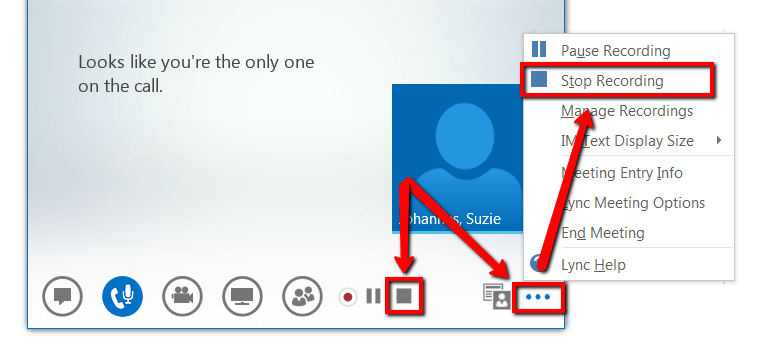 Beenden Sie die Aufzeichnung von Lync Meeting