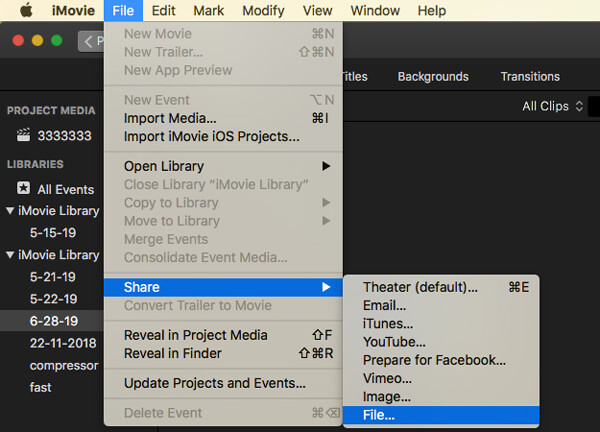 Compartilhar arquivo do Imovie