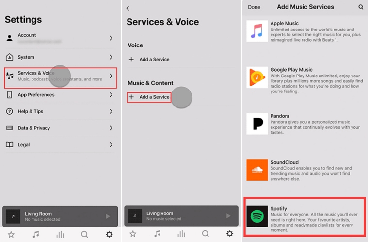 Adición Spotify a Sonos por simples pasos