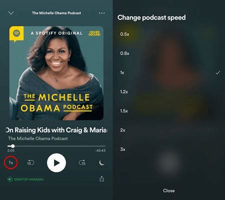 Proces zmian Spotify Szybkość odtwarzania na urządzeniach mobilnych