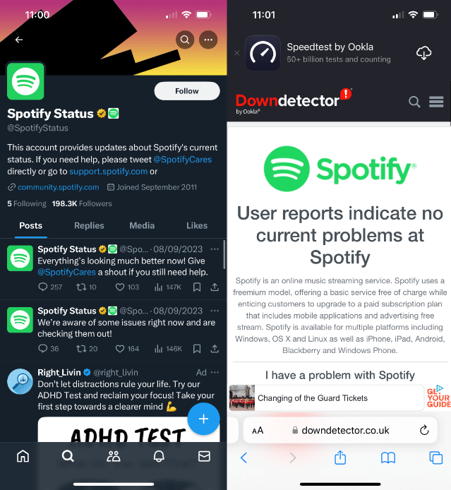 Vedi Spotify Stato del server