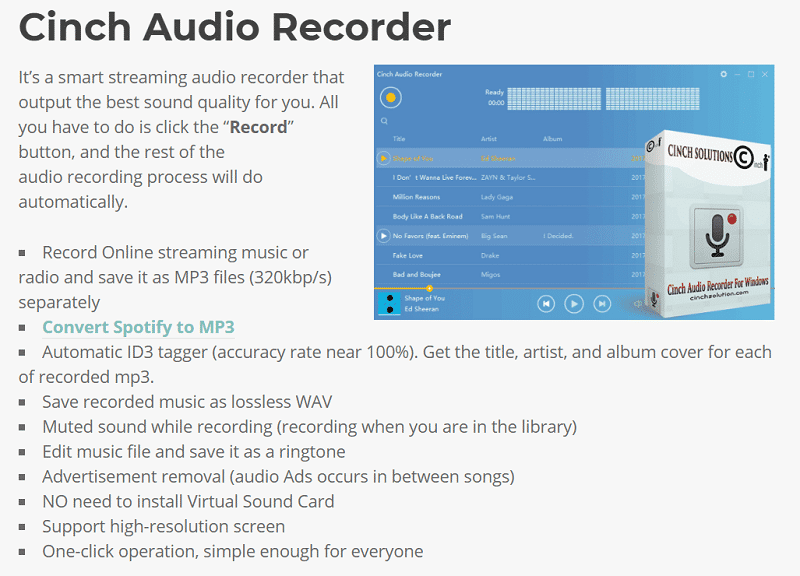 cinch audio recorder spotify cinch audio recorder spotify