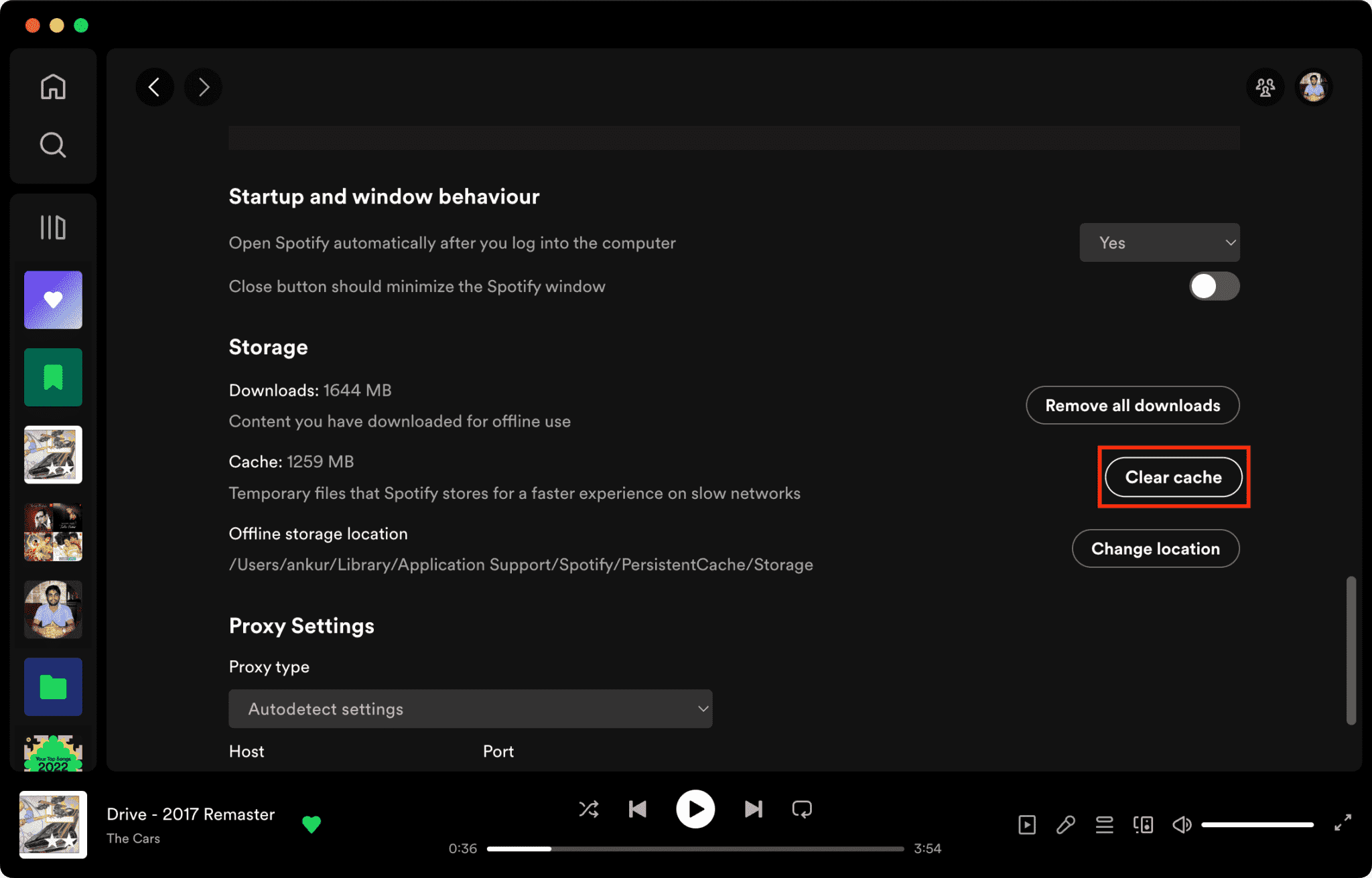 Limpiar Spotify cache