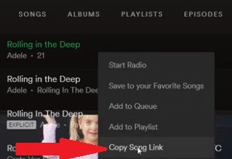 Kopieer Song Link van Spotify