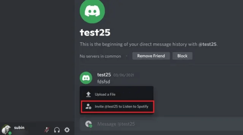 공유 Spotify 디스코드의 노래