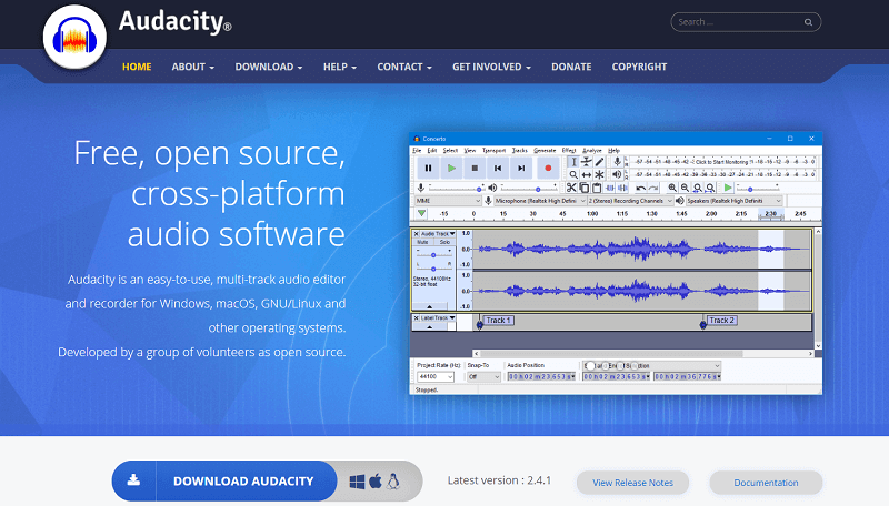 Audacityをダウンロード