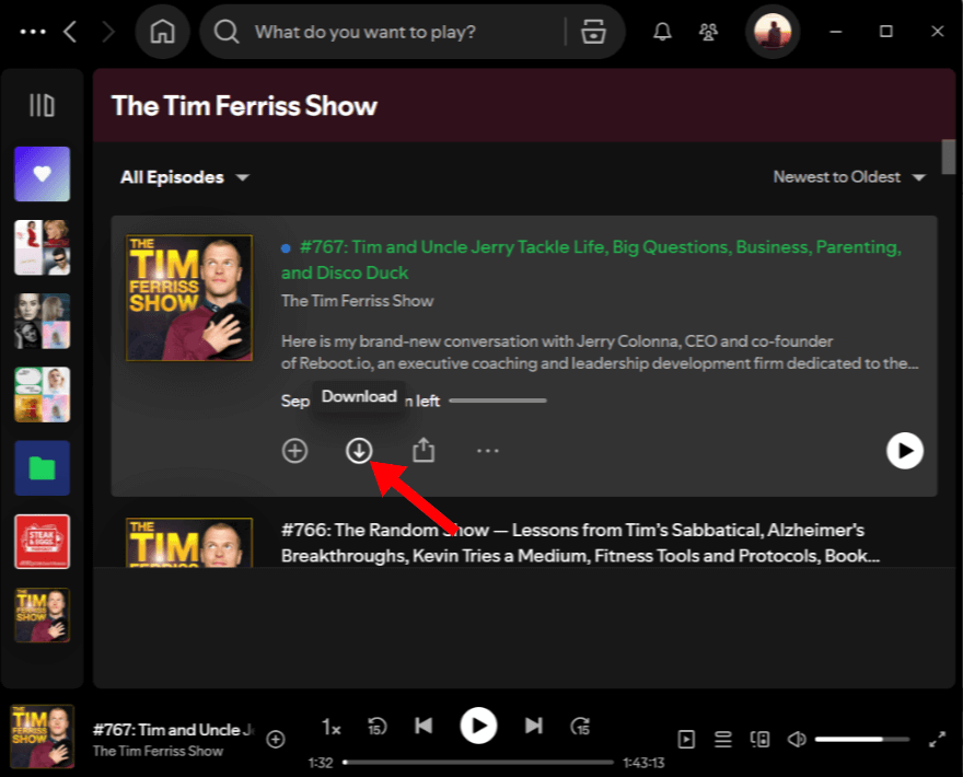 Загрузить подкасты на Spotify Для ПК
